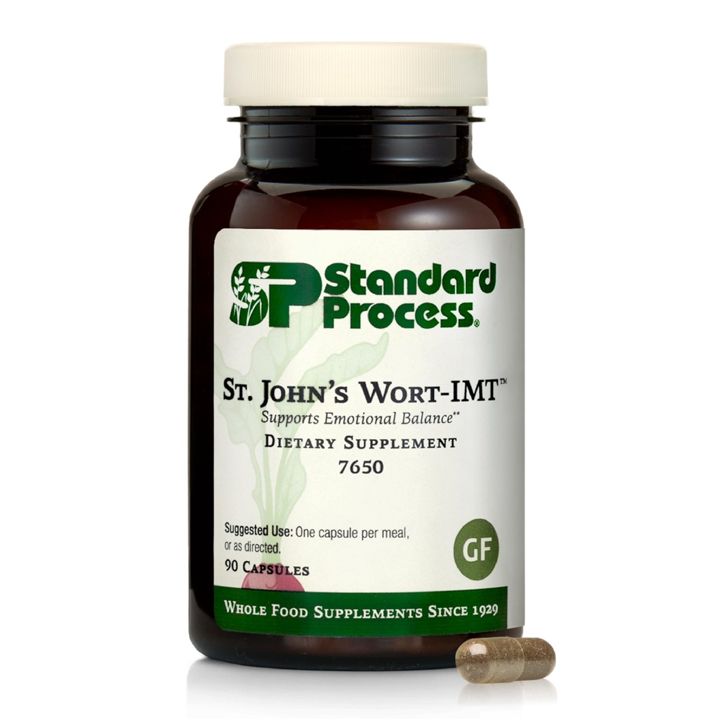Standardprocess St John's Wort-IMT - Herbal Supplement for Sleep & Stress Relief - Stöder balans och avkoppling - Icke-mejeri, Icke-Soy & Gluten-Free - 90 kapslar