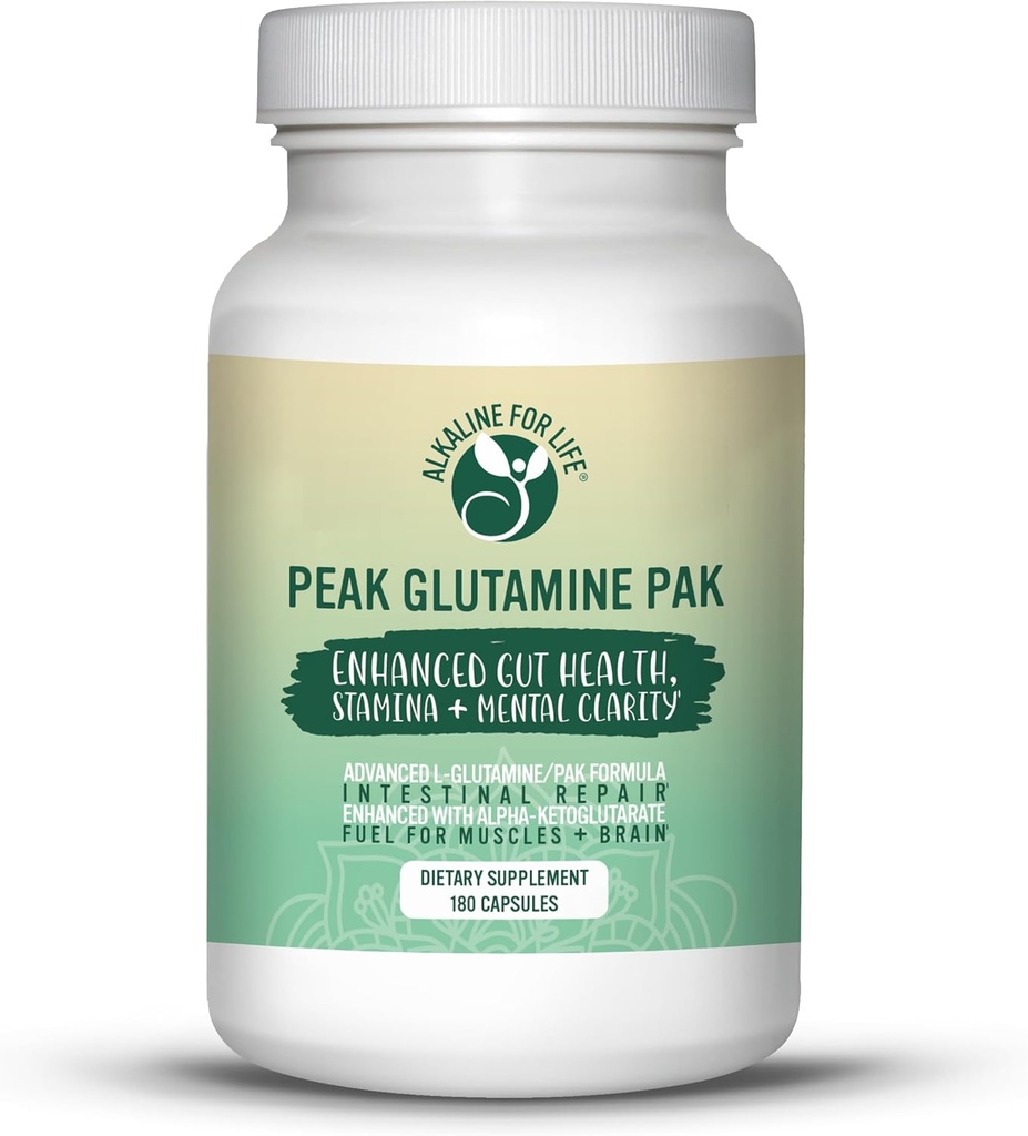 Peak Glutamine PAK 180 kapslar L Glutamin med pyridoxal Alpha-ketoglutarat för att effektivt återvinna L-glutamin för Optimal Gut Health Benefit