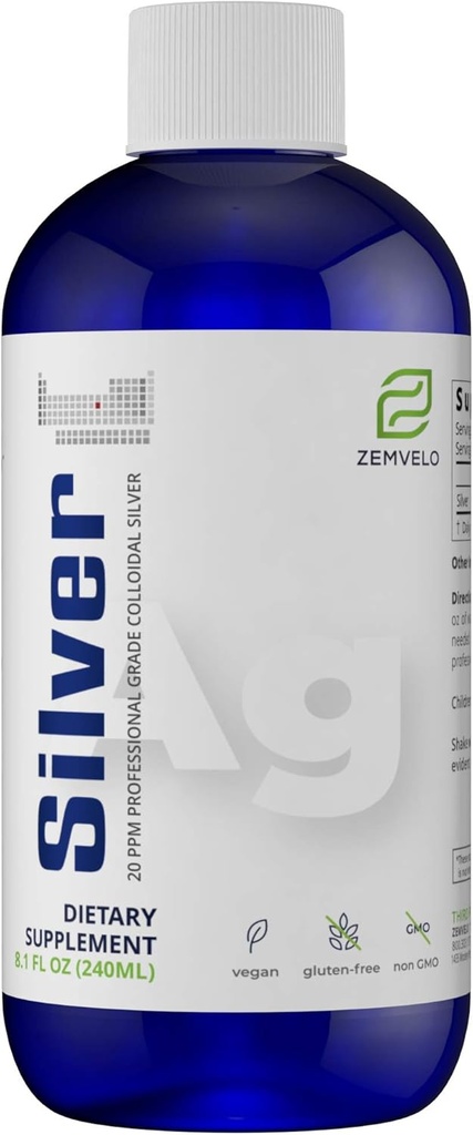 Flytande Ionic Silver Supplement | naturligt inflammatoriskt svar Support | Hälsosam hud, hår och naglar | Immun Support | Naturligt silver