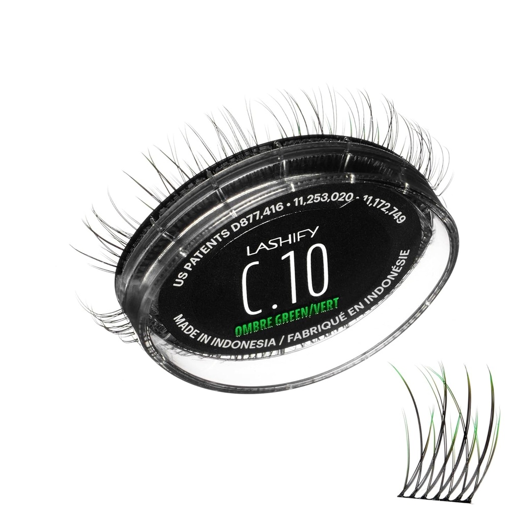 Lashify Curl 10mm Gossamer Eyelash Extensions Refill in Ombre Green, Easy DIY False Lashes för en naturlig look
