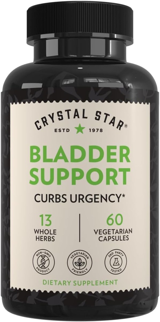 Crystal Star Bladder Support (60 kapslar) - Herbal Supplement for Healthy Bladder Function - Cranberry, Dandelion & Fenugreek - hjälper överaktiv blåsa och inkontinens - Non-GMO