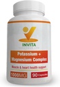 Invita Kalium Magnesium Komplex 1000 MG för Leg & Muscle Support I (90 kapslar) - Hög Absorption Kalium Aspartat med Magnesium Aspartate Oxide Glycinate Gluconate & Citate