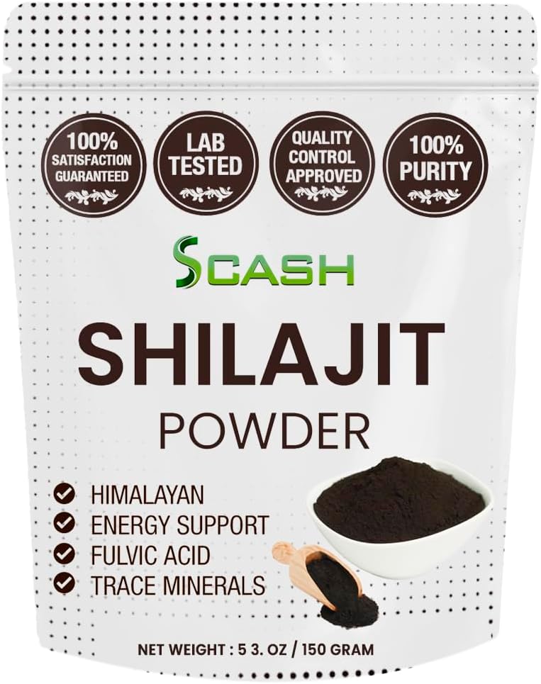 Scash 600 Servings Shilajit Dry Extract Supplement Powder, 5.3 Ounce /150g, Shilajit Pure Himalayan Mineral med Fulvic Acid, Fulvic Minerals Compound för energiförsörjning