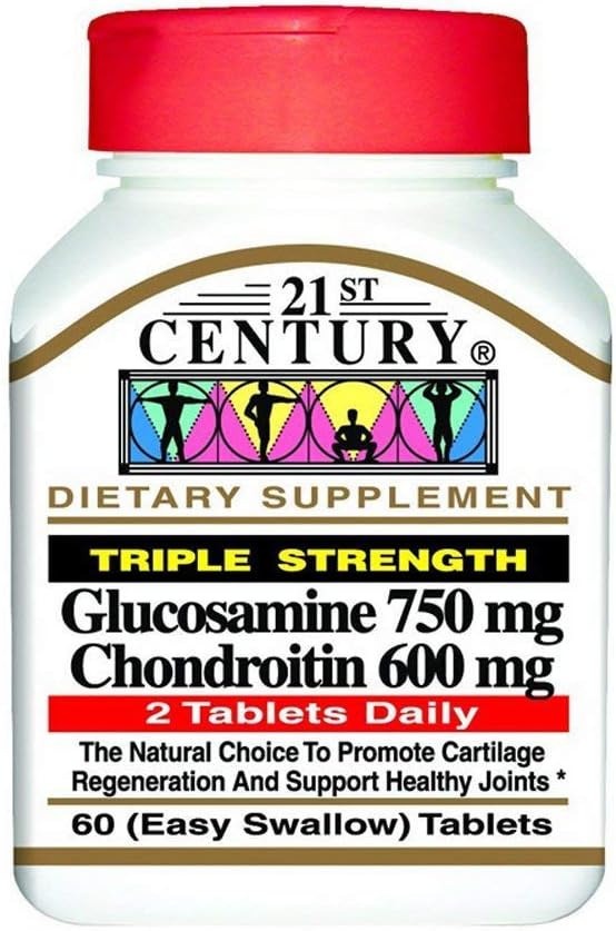 21st Century Glukosamin 750 mg & Chondroitin 600 mg - Triple Strength - 60 tabletter, paket med 2
