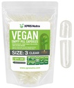 XPRS Nutra Size 3 Empty Capsules - 100 Count Clear Empty Vegan Capsules - Vegetariska piller - DIY Vegetable Capsule Fyllning - Veggie Pill Caps