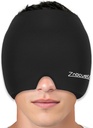 ZNÖCUETÖD Migraine Headache Relief Cap Hat Full Head Ice Pack Wrap Cooling Gel Ice Beanie Hot/Cold Compression Cap för Sinus, Stress, Hangover Headache Pain Relief - Reusable Men Women, Black, Size M