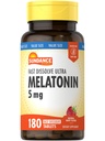 Sundance Melatonin 5mg tabletter | 180 vegetariska greve | Snabb upplösning | Naturbär smak | Vegetarisk, icke-GMO och Gluten fri tillägg