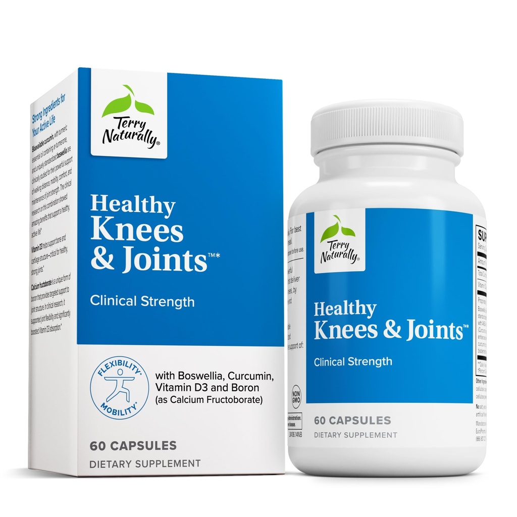 Terry Naturally Healthy Knees & Joints - Kosttillskott för att stödja benhälsa och gemensam flexibilitet - Hälsosam knä och höfthjälp med Calcium Fructoborate - 60 kapslar