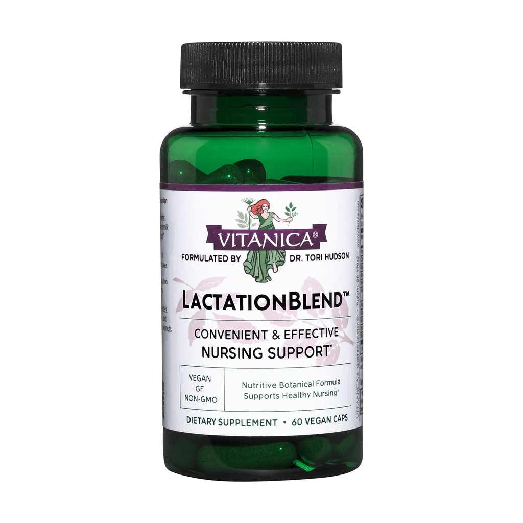 Vitanica LactationBlend, Lakteringstillägg för ökad bröstmjölkförsörjning och flöde organisk amningsstöd, med Fennel, Milk Thistle, Fenugreek och More, Non-GMO, Vegan, 60 kapslar