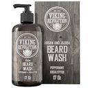 Beard Wash Shampoo w/Argan & Jojoba Oils - Softens & Strengthens - Natural Peppermint och Eucalyptus Scent - Beard Shampoo w/Beard Oil (17 oz Shampoo)