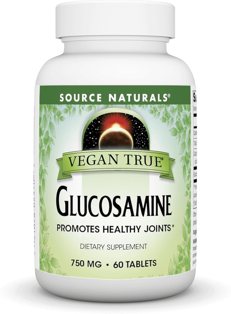 Källa Naturals Vegan True Glukosamin, främjar hälsosamma gemensamma *, 750 mg - 60 tabletter