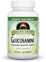 Källa Naturals Vegan True Glukosamin, främjar hälsosamma gemensamma *, 750 mg - 60 tabletter