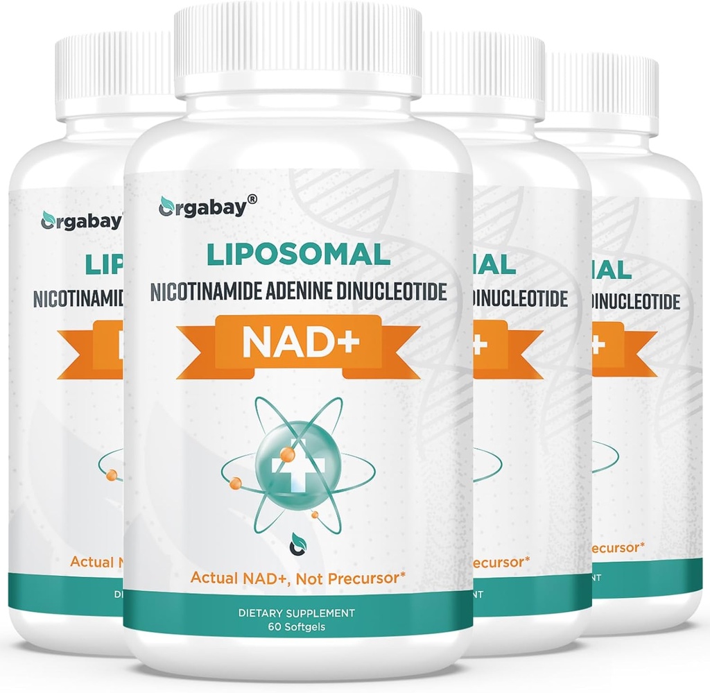 Orgabay Liposomal NAD+ Tillägg 500 mg, hög absorption, öka NAD + med TMG 250 mg, faktiskt NAD Plus mer effektiv än nikotinamid Riboside, stödja cellulär energi, hälsosam åldrande | 240 Softgels