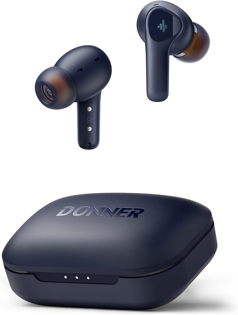 Donner Wireless Earbuds Noise Cancelling, Bluetooth 5.2 Earphones med ENC för Clear Calls, 12mm Drivers & Balanced Armature, App for Custom EQ, 32H Playtime, Fast Charging - Dobuds ONE, Blue