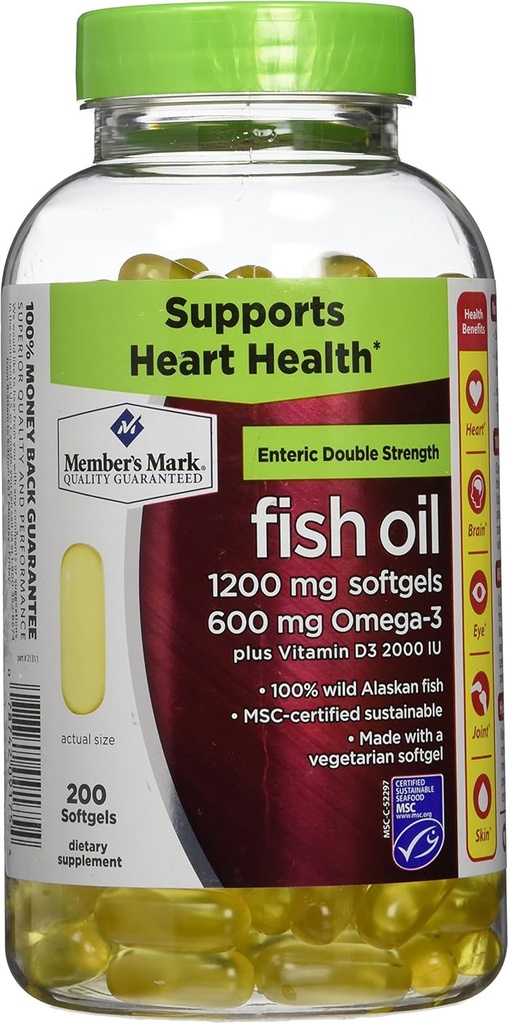 Medlemmar Mark Dubbel Styrka Fiskolja med D3 - 200 ct.