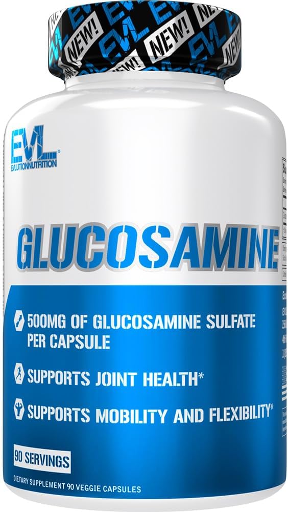 Evlution Nutrition Glukosamin - 500mg Glukosamin Sulfat - Gemensamt hälsotillskott - Mobilitet och flexibilitetsstöd - 90 portioner