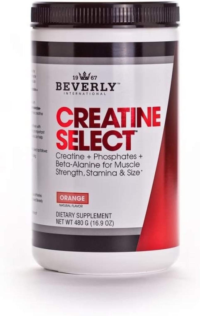 Beverly International Creatine Select with Phosphates, 40 Servings. A Fail-Proof Creatine Monohydrate Formula. Boost Muscle Size, Strength, Endurance and Recovery. for Men and Women. Tastes Like Tang