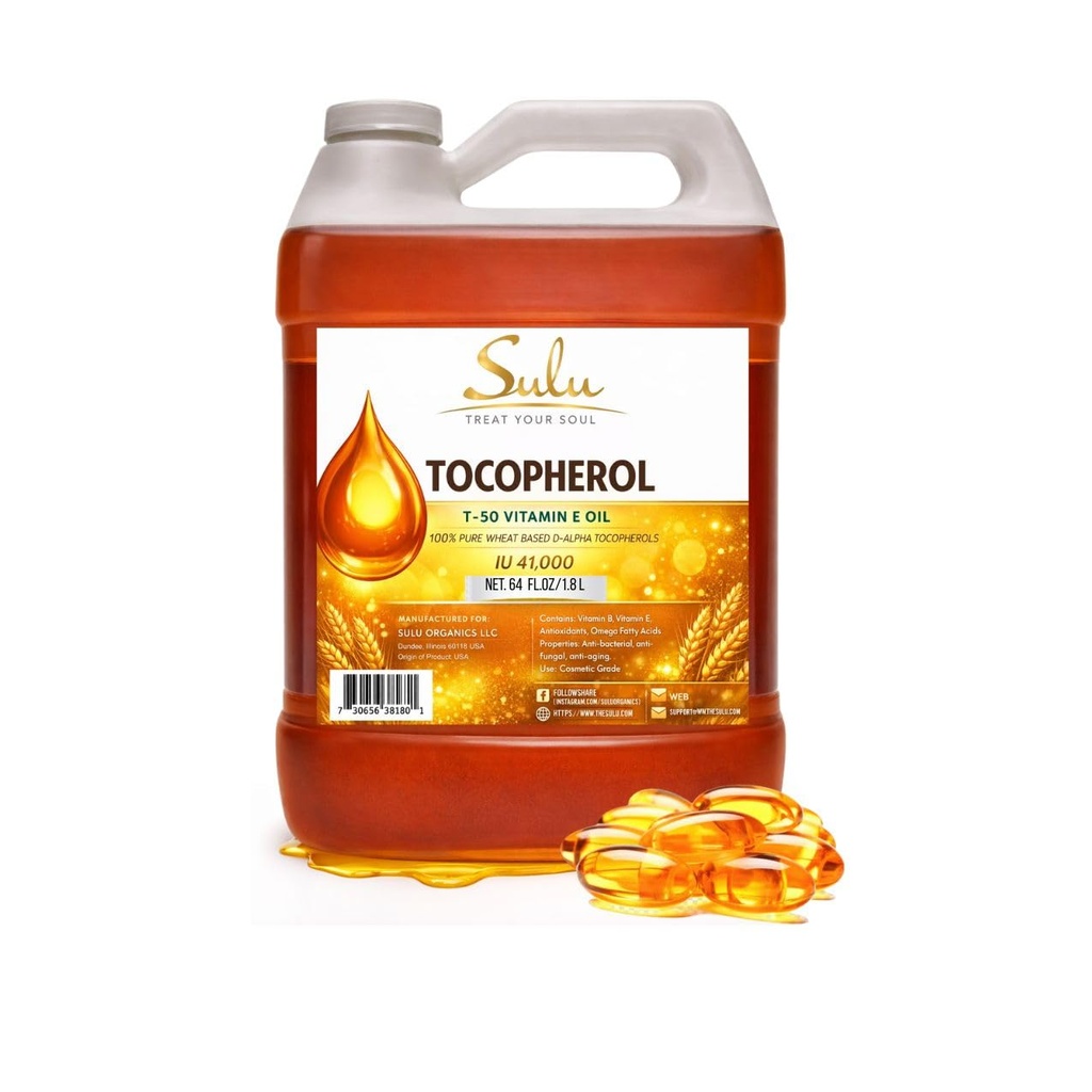 SULU ORGANICS 4 lbs-100% ren och naturlig sojafri T-50 tokoferoler Vitamin E Oil