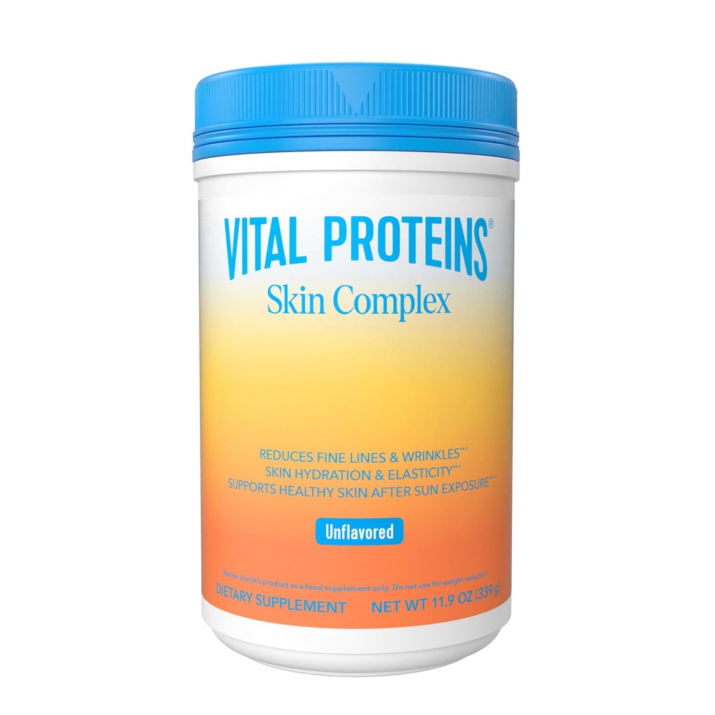 Vital Proteins Collagen Peptides for Women - 20g Hydrolyzed Collagen, Vitamin C, Hyaluronic Acid, Reduce Fine Lines & Wrinkles, Verisol & Holimel - Skin Complex Supplement, Unflavored 11.9oz Pulver