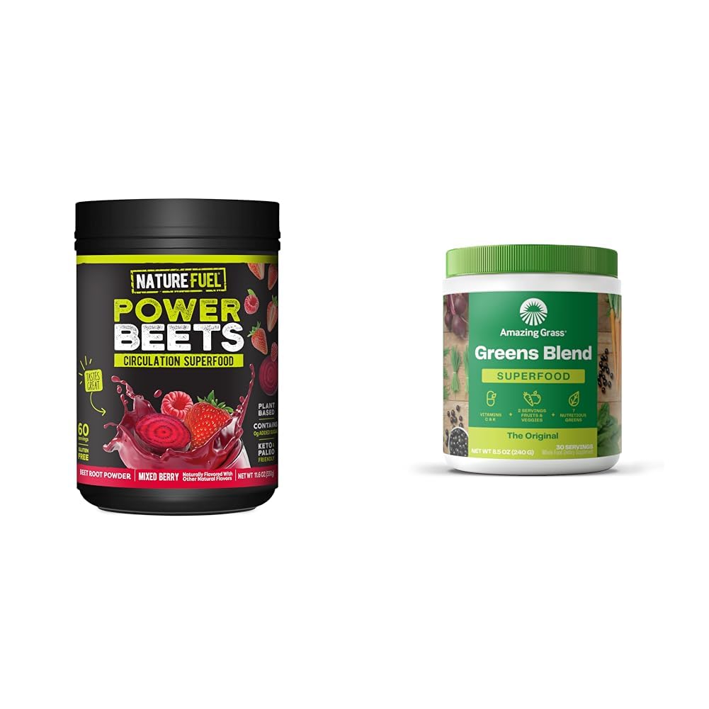 Nature Fuel Power Beets Powder, Utsökt Acai Berry Pomegranate, Koncentrerad och Fantastisk Grass Greens Blanda Superfood: Super Greens Powder Smoothie Mix för Boost Energy