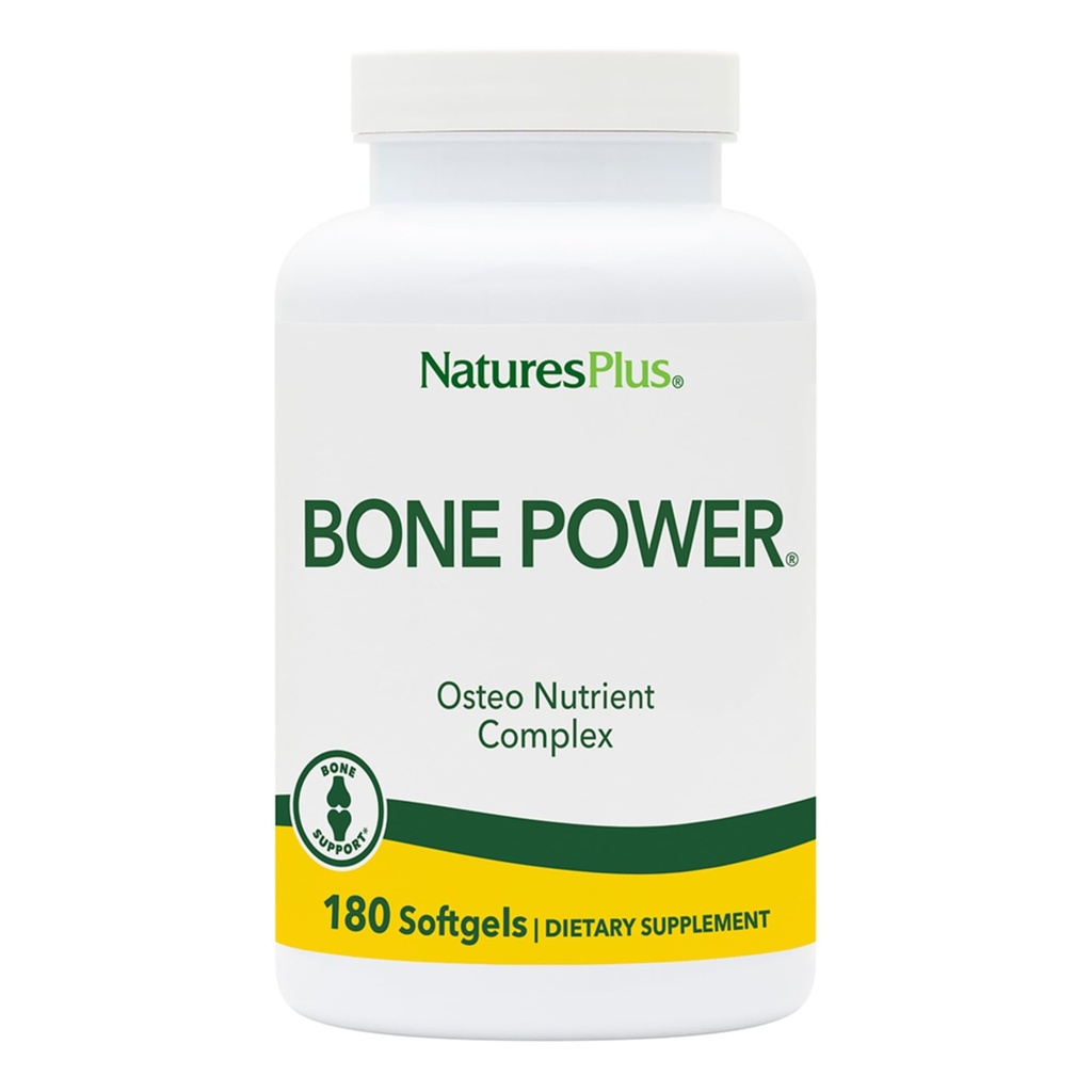 Natures Plus Bone Power med Boron - 1000 mg Calcium, 180 Softgels - Bone & Joint Support Supplement, flytande kalcium för maximal absorption - Mjölkfri, glutenfri - 45 portioner