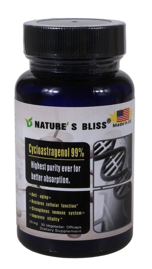 Nature'sbliss Cycloastragenol 25mg 99%,Telomere Supplements, Astragalus Root Extract, Anti Aging Supplement, Made in USA, Immunity Boost, Stomach Acid Protected, Super Absorption, 30 kapslar