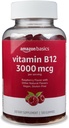 Grundläggande vitamin B12 3000 mcg Gummies, Normal Energy Production och Metabolism, Immune System Support, Raspberry, 100 greve (2 per portion) (tidigare Solimo)