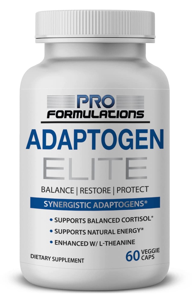 Pro Formuleringar MD Adaptogen Elite - Synergistic Blend - 60 vcaps - Balances Cortisol & Natural Energy - Förbättrad med Rhodiola, Ashwagandha, Astragalus, Schisandra, Eleuthero, L-Theanine