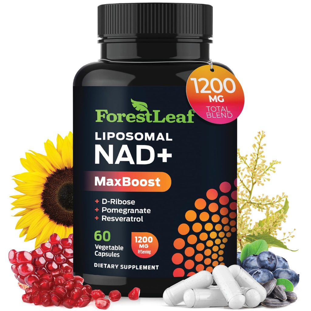 NAD + Supplement - 500mg ren NAD Plus för energi, fokus, hud och anti-aging stöd - Glutenfri icke-GMO NAD-tillskott för kvinnor och män (60 greve av 1), NAD + Resveratrol)