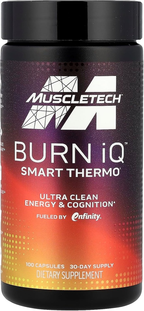 MuscleTech Burn iQ Smart Thermo Supplement Fueled med Paraxanthine Enhanced Energy & Cognition för män och kvinnor 100 greve