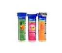 Glukos tabletter att gå packning med 10 tabletter vardera: Orange, Tropical och Fruit Punch + King QR-kod