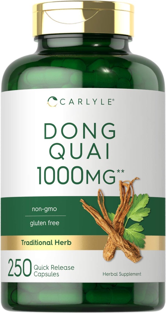 Carlyle Dong Quai kapslar | 1000mg | 250 greve | Icke-GMO och Gluten fri tillägg | Traditionell ört