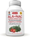 ANDREW LESSMAN ALA + NAC Alpha Lipoic Acid med N-Acetyl-Cysteine 180 kapslar - Ultra-High Potency, Anti-Oxidant stöd för nervsystemet, hjärta, hjärna, lever, njurar, lungor, energi. Inga tillsatser