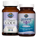 Garden of Life Prenatal Multi + DHA Bundle: Vitamin Code Raw Prenatal Multivitamin med folat, 90 vegetariska kapslar Plus Oceans Mom DHA En gång dagligen, 350mg DHA Fish Oil, 30 jordgubbs Softgels