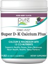 Ionic Fizz Super D-K Calcium Plus av ren essens - med extra magnesium, vitamin D3, vitamin K2 för starka ben och stressstöd - Mixed Berry - 14.82oz