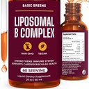 Liposomal B-vitaminer komplex flytande - Hög absorption för energi, hjärna och hudhälsa, hår och naglar, avancerad liposomalleverans, Vegan, icke-GMO, 2 Fl Oz