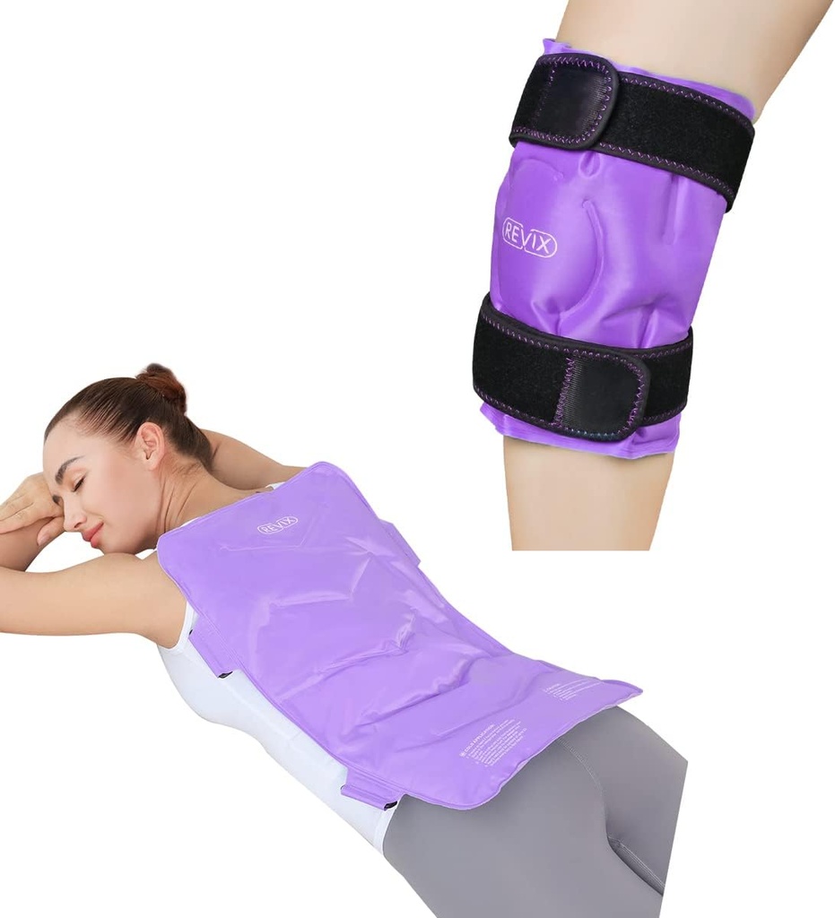 REVIX Knee Ice Pack för skador återanvändbara och extra stora gel Cold Pack för full ryggsmärtlindring