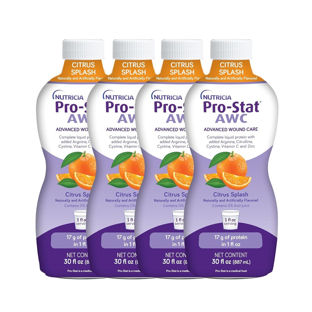 Pro-Stat Advanced Wound Care (AWC), Concentrated Liquid Protein Medical Food - Citrus Splash Punch Flavor, 30 Fl Oz flaska (Case of 4)
