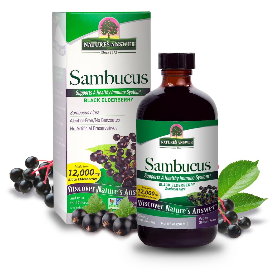Naturens svar Sambucus äldste Berry Extract Syrup 8 Ounce ( 3 Pack) | Daglig immunstöd | Förpackad med antioxidanter | Familjevänlig | Flue Season Defender