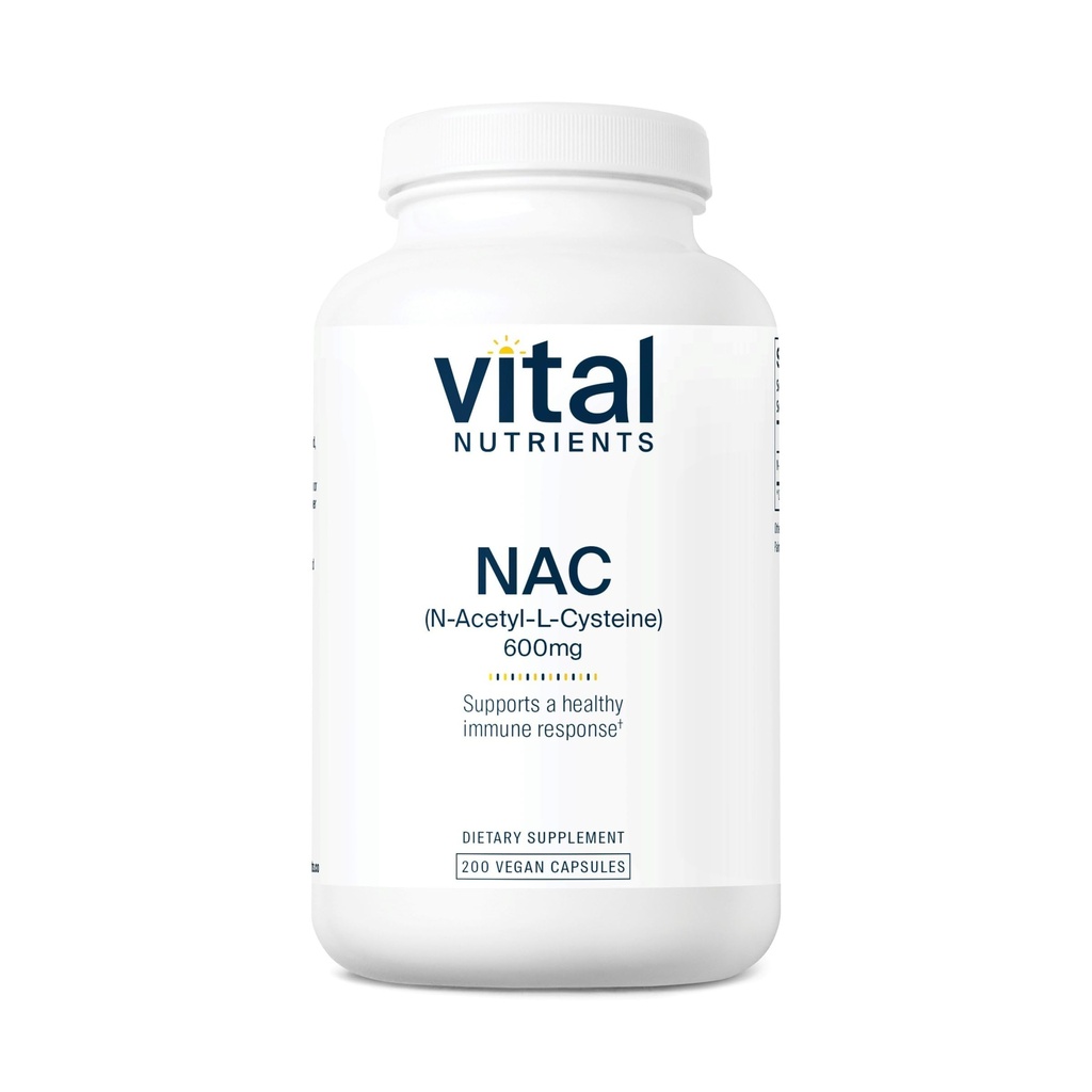 Vital Nutrients NAC 600mg | N-Acetyl Cysteine | Vegan NAC Supplement | Antioxidant för Sinus, lever, immun och andningshälsa * Gluten, Dairy, Soy Free | 200 kapslar