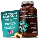 OmniBiotics Vegan Omega 3 DHA EPA Supplement - MD-Certified Prenatal Supplement med 8X Mer DHA än Krill Oil, Fish-Free, Non-GMO - 60 Vegan Capsules