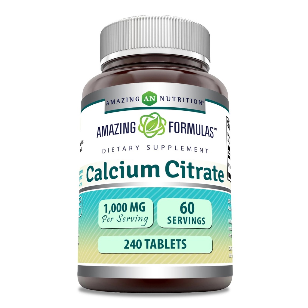Fantastiska formler Calcium Citrate 1000 Mg | Tablets Supplement | Non-GMO | Gluten-Free | Made in USA (1 Pack | 240 greve)