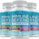 8 Immune Defense Support, Immunity Vitamins Supplement Booster med Zink 50mg, Vitamin C Elderberry VIT D3 5000 IE, Turmeric Curcumin & Ginger, Echinacea - Allergy Relief för barn vuxna