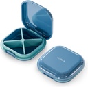 Small Pill Case, Travel Pill Box, Portable Pill Organizer, Pill Container för Pocket 4 Compartments, Daily Compact Travel Medicine Holder för Vitamins Medication (Blå)