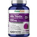 NusaPure Milk Thistle 50:1 Extract, 550 mg Equivalent till 27 500mg 120 Veggie Capsules Non-GMO, Vegan Max Strength - Standardiserad 80% Silymarin, Bioperine