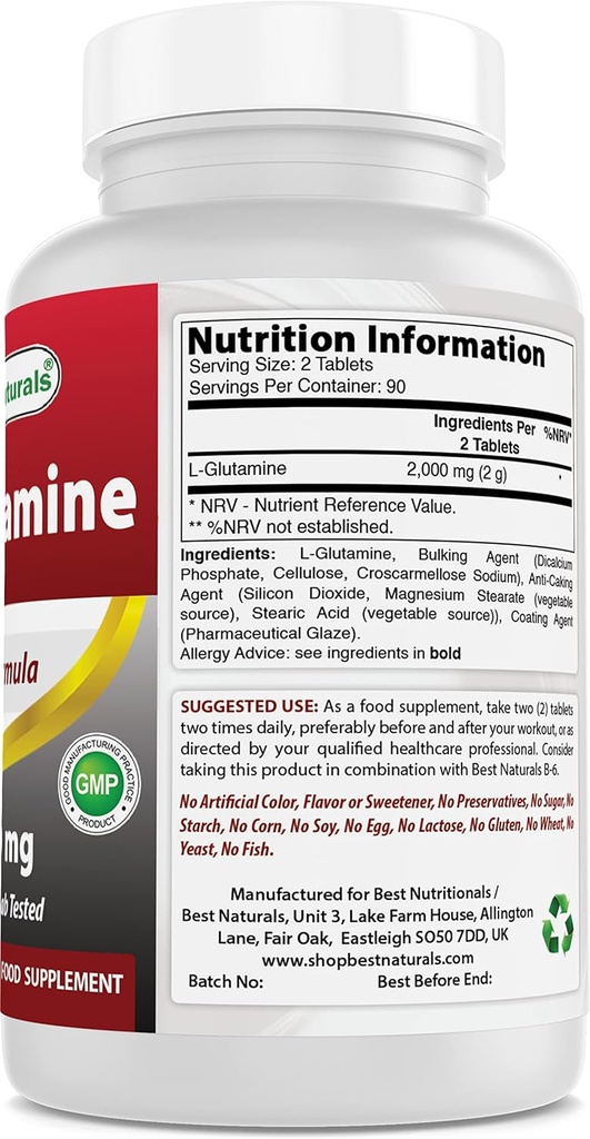 Bästa naturliga L-Glutamin 1000 mg & Ashwagandha Extract 500 Mg