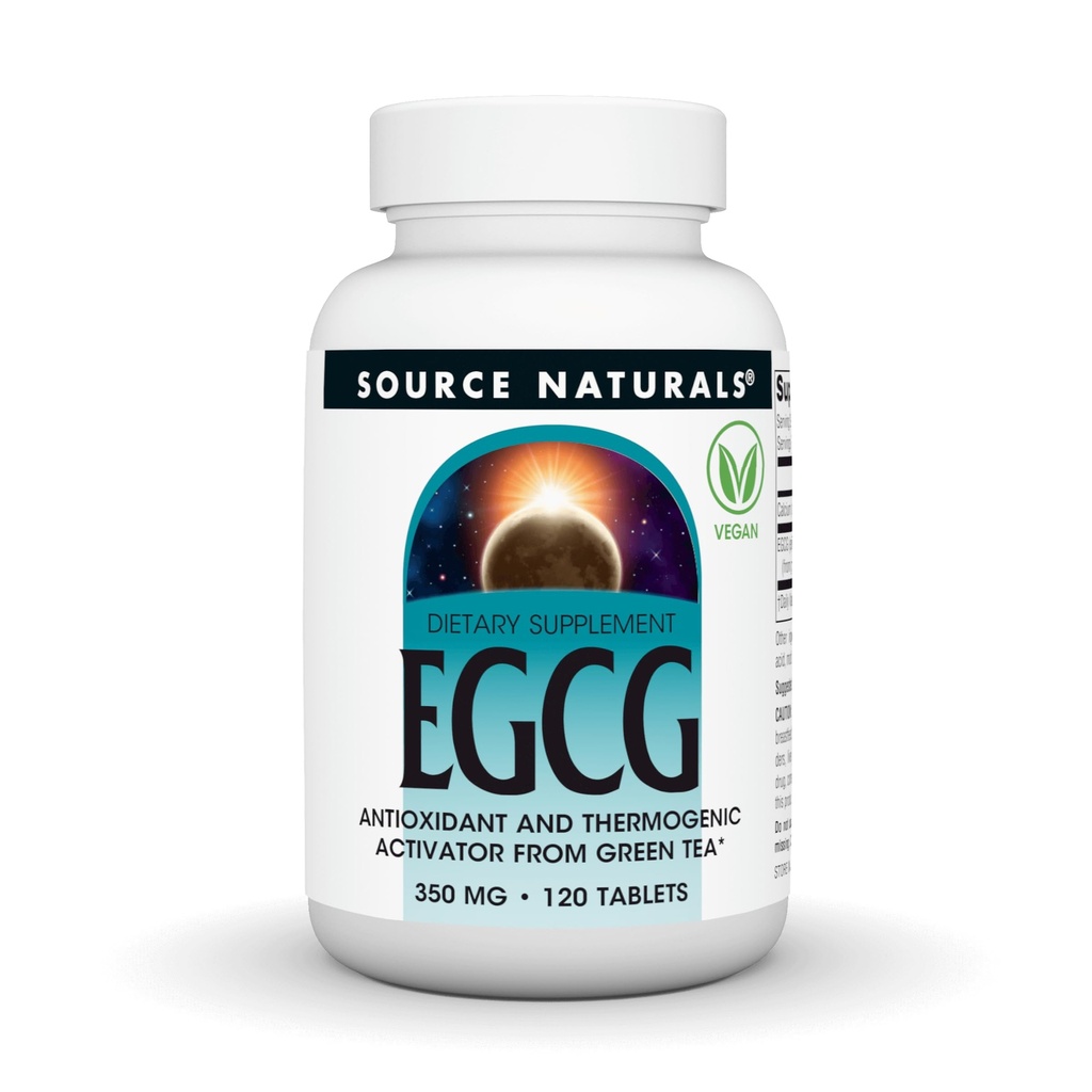 Källa Naturals EGCG, Antioxidant och termogen aktivator från grönt te *, 350 mg - 120 tabletter