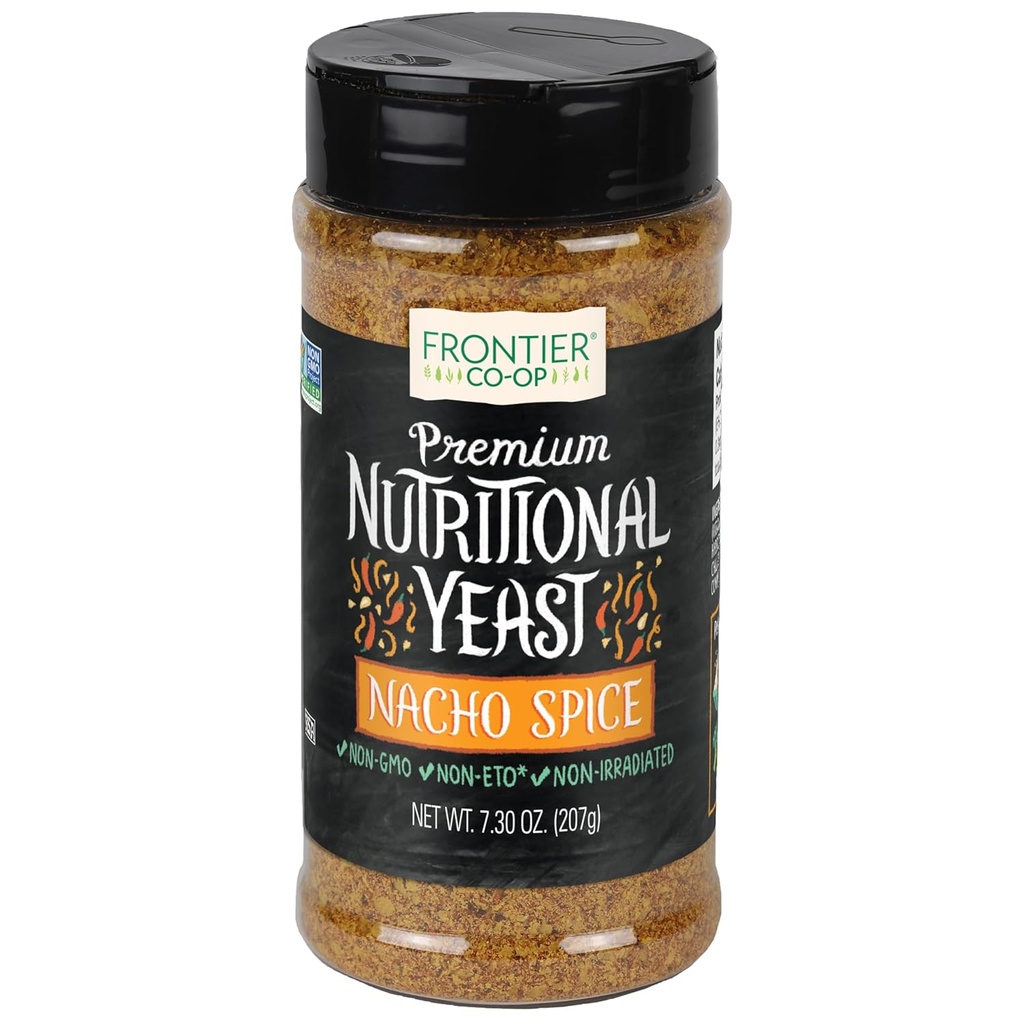 Frontier Co-op Nacho Spice Nutritional Yeast Blend med vitamin B12, 7.30 oz - För Popcorn, Snacks, Pasta och Soup