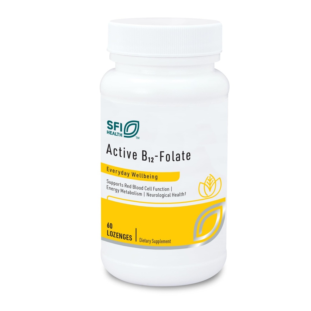 Klaire Labs SFI Health Active B12 - Folate Supplement - Lösbar Lozenge med Methyl Folate & Vitamin B12 Methylcobalamin - Högt absorberbart - Stöd hälsosamt humör, energi och kognition (60 greve)