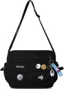 Fashion Crossbody Bag med söta tillbehör Nylon Casual Messenger Bag med Pendant Lightweight Handbag Travel Daypacks (Black)